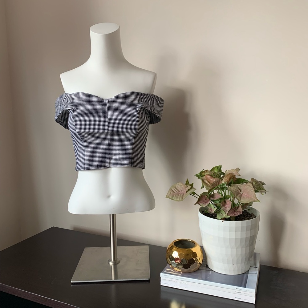 Dynamite ⎮ Houndstooth bustier crop top